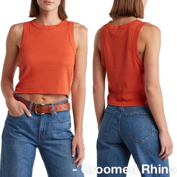 Madewell Brightside Crop Tank In Roasted Squash Size 4X - Picture 1 of 5